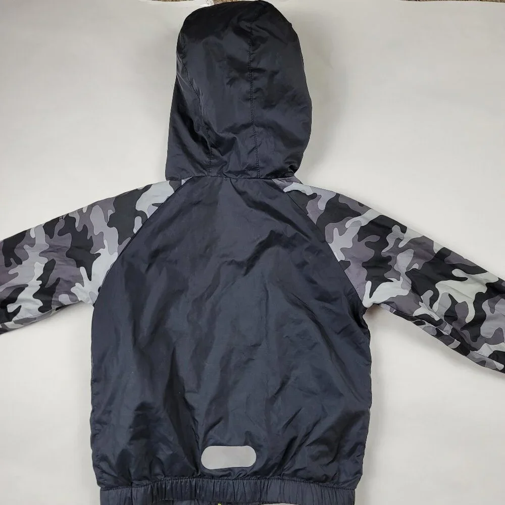Michael Kors Windbreaker Jacket 3T Gray Camo Hooded Zip Coat